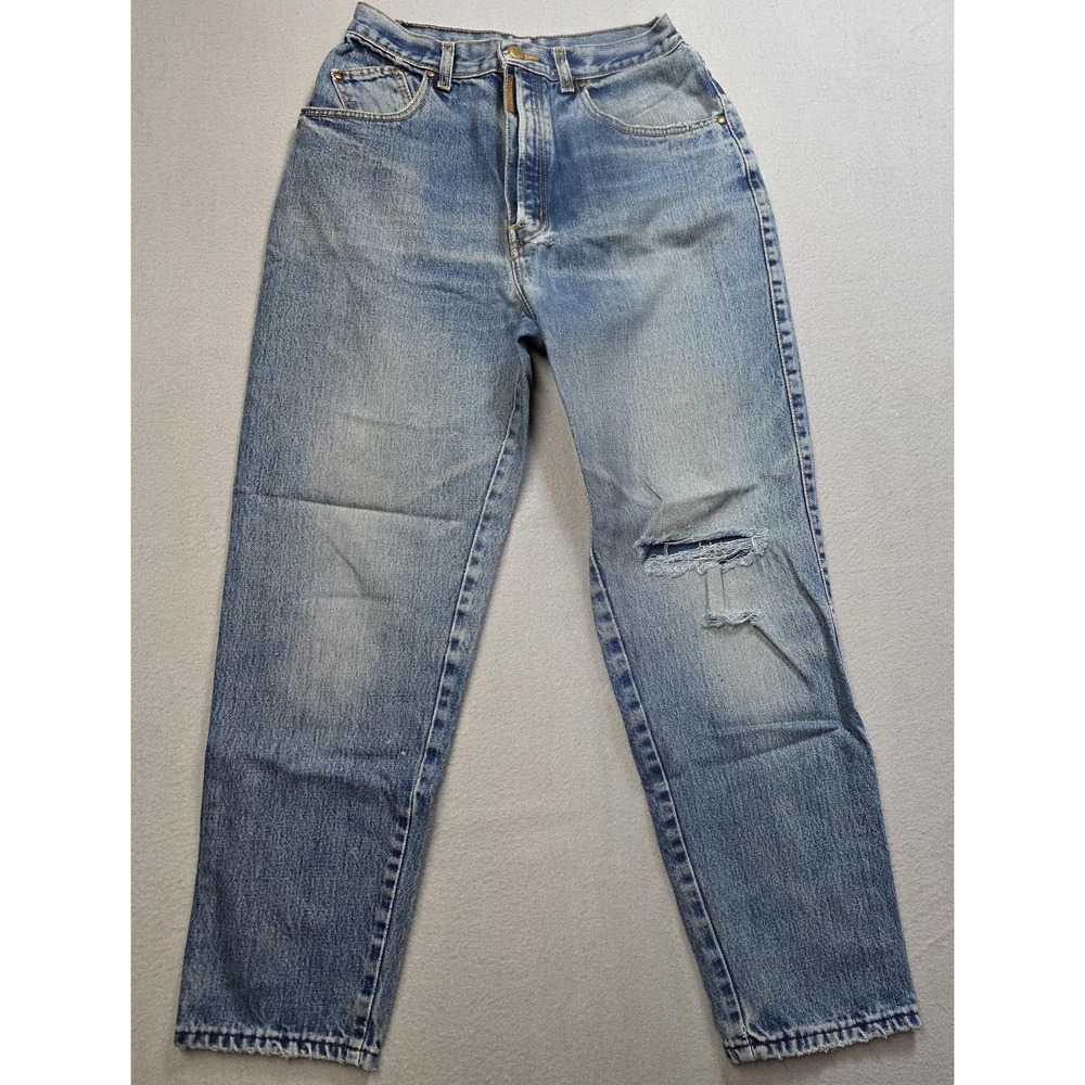 Vintage Gitano Jeans Womens Short Blue High Rise Tapered Leg Distressed 90s